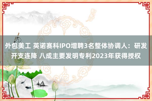 外包美工 英诺赛科IPO增聘3名整体协调人：研发开支连降 八成主要发明专利2023年获得授权