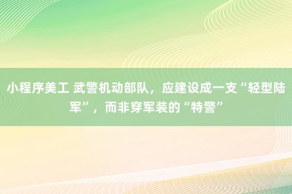 小程序美工 武警机动部队，应建设成一支“轻型陆军”，而非穿军装的“特警”